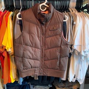 Womens brown and pink Gap puffer vest